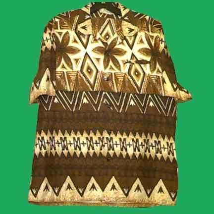 Samoa Casuals White with Brown & Black Wrap Around Tapa Design with Flowers Made in Somoa Hawaiian Shirt