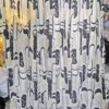 Black and White Ovals and Crescents Pair of 1960's Curtains