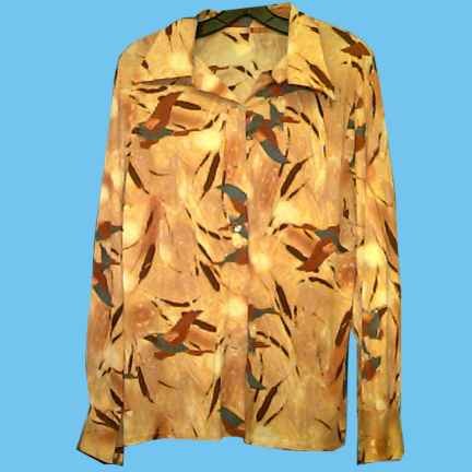 Orange with Geese Flying from Pond 70's Long Sleeve Poly Photo Print Like