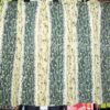 1950's Modern Black and White Vines with Flowers on Green and Yellow Panel Wall Barkcloth Pole Curtains