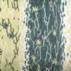 1950's Modern Black and White Vines with Flowers on Green and Yellow Panel Wall Barkcloth Pole Curtains - Image 2