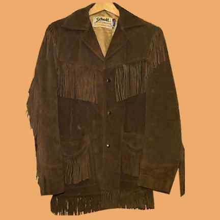 Schott Western Dark Brown Suede Fringed Snap Front Coat