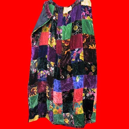 Velveteen patchwork full length wrap skirt