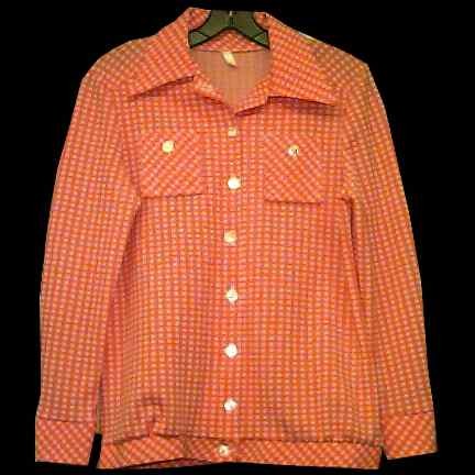 Peach Checkerboard Long Sleeve Shirt with Jacket