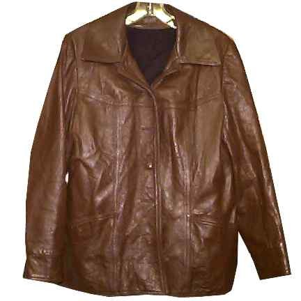 New England Sportswear Red Brown with Zipper Lining Button Leather Jacket