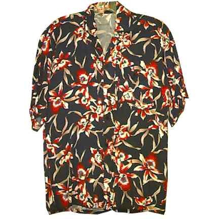 Rayon Blue with RedWhite Purple & Green Colored Flower Blooms All in Single Flower