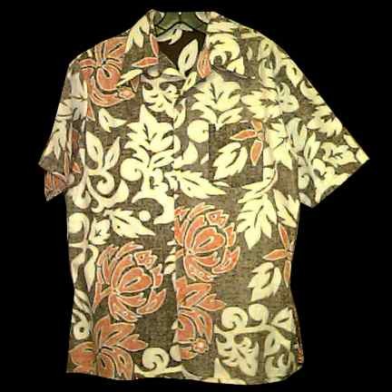 Jantzen Brown with large White Leaves with Occasional Orange Leaves Reverse Print