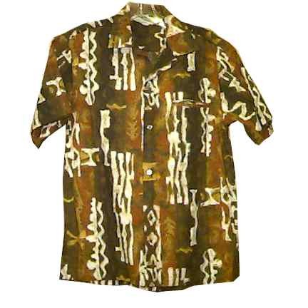 Malihini Brown Green and Subtle Orange with White Print