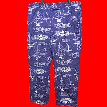 Corbin dark Blue with tall ship cutaway designs slacks