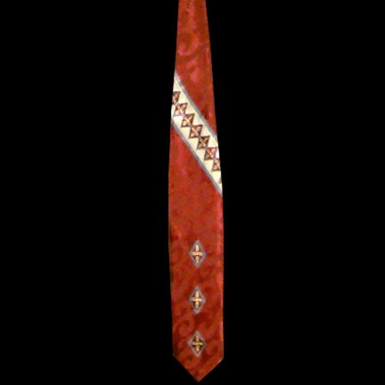 Red with Flourish & 3 Flowered Diamonds Design Tie