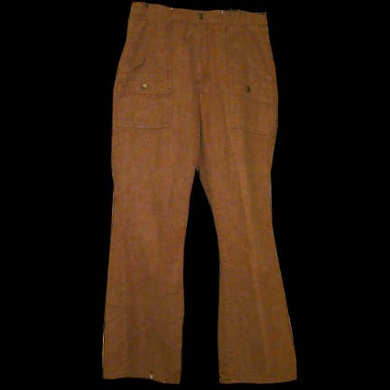 Levi's Rust Denim Bell Bottoms with Curved Hip Pockets and Front Faux Snap Pockets