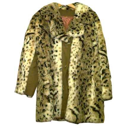 Montgomery Ward Faux Leopard with Brown Button Panel and Sides with Gold Toggle Closures