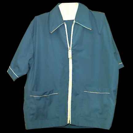 Greenwood Sportswear Blue with White Cuff and 2 Waist Pocket Accent Zipper Front Shirt Jak Short Sleeve