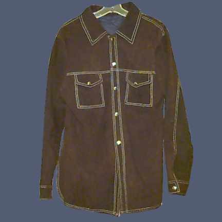 Brown Suede with White Piping and 2 Chest Pocket 70's Heavy with Lining Snap Jacket