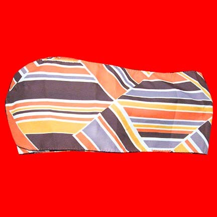 Orange Brown Yellow White etc. blocked line pattern 70's head scarf