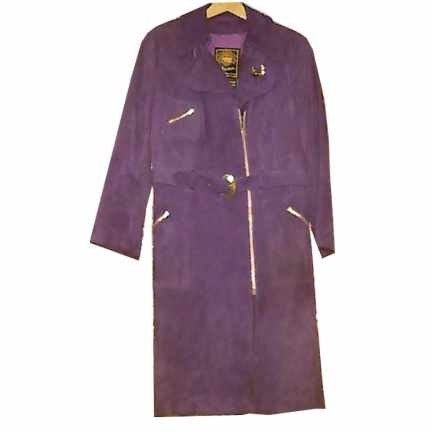 Alfresco Purple Suede 3/4 Zipper Front with Vented Bottom and Gold Zipper Pockets on the Bias Coat with Belt Women's