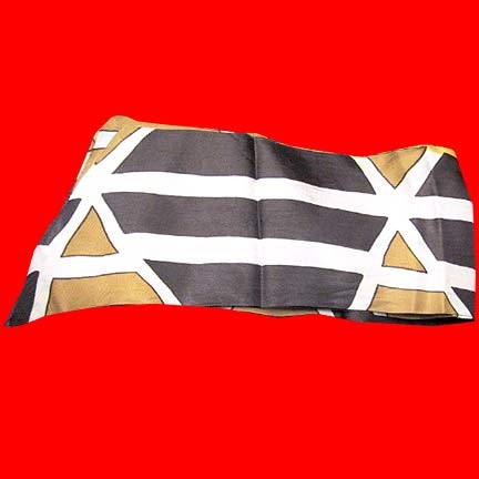 Brown White Gold and Yellow line and wedge pattern 70's head scarf