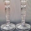 Pair Jefferson Glass ? Floral Etched Glass Candlesticks