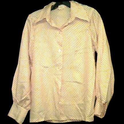 Cos Cob White with Red Polka Dots large Collar Long Sleeve