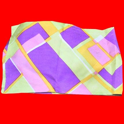Bright Pink Purple Yellow and Orange overlapping box and box outline pattern 70's head scarf