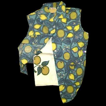 Bobby Lou Blue with Lemons on Vine with Matching White Shorts with Lemons on One Hip Packaged Deadstock Outfit