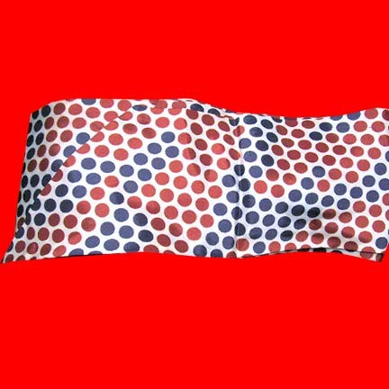 White with Blue and Red large polka dots 70's head scarf