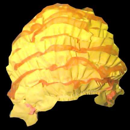 Orange and Yellow Fringed Shingle Rubber Bathing Suit Cap
