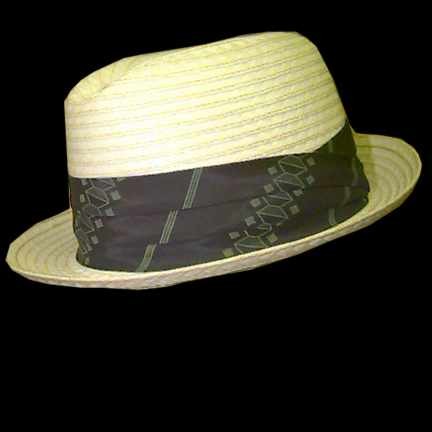 Adams Like New White Man's Straw Summer Hat with Blue Patterned Band