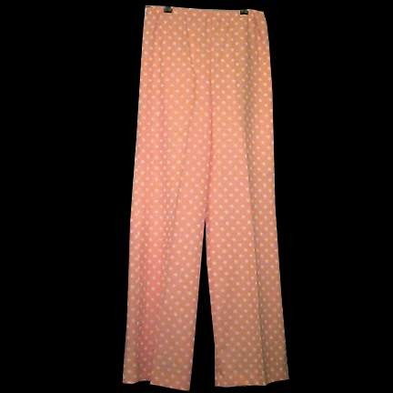 Orange Peach with White Polka Dot Women's Stretch Slacks
