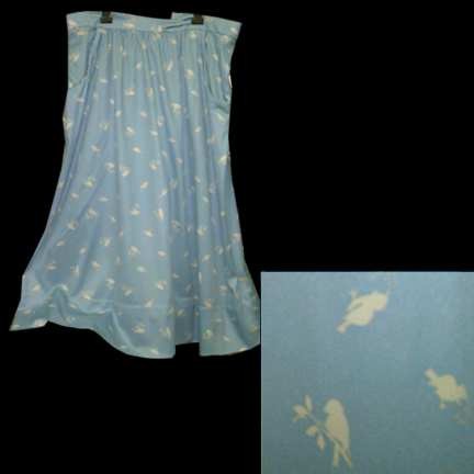 Blue with White Birds Picking Seeds and on Branches Skirt