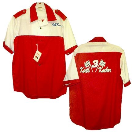 King Louie Deadstock Racing Theme Applied Sst with Keith Kocher & Racing Flags Bowling Shirt