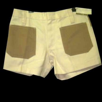 Campus White with Brown Pockets Hot Pants