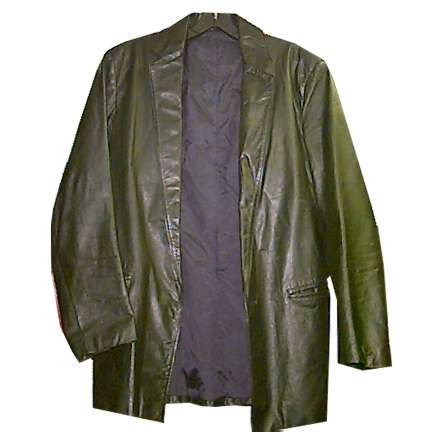 Black with Long Thin 70's Lapel Light Leather Men's Jacket