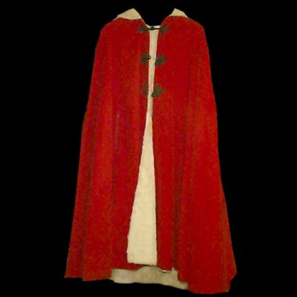Red Fleece Lined Cape with Braided Toggle Clasps