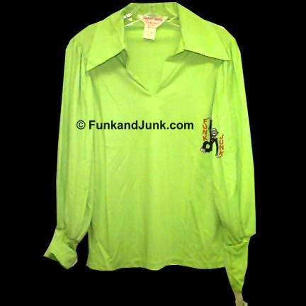 Cheeky Knits Bright 70's Green Billowing Long Sleeve with 70's Collar Deadstock with Tags