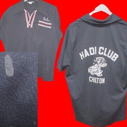 King Louie Knit Black with Red White and Black Pocket trim bowling shirt