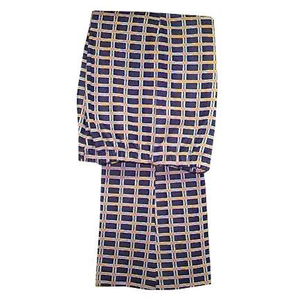 Bodini Knits Blue Block Inside of Double White Lines with small Orange Block Intersections Stretch Wide Flare Leg Slacks