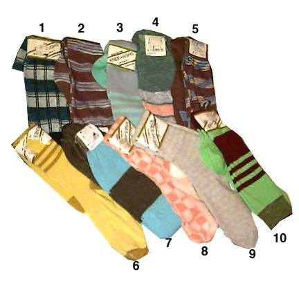 Misses Knee High Speckled Brown with Stripped Purple Over Blue Bias Slash Bars Knee High Socks Deadstock