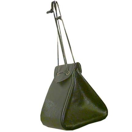 Lona Blue Wedge Leather Bag with Thin Leather Strap to Pull Top Lips Together Shoulder