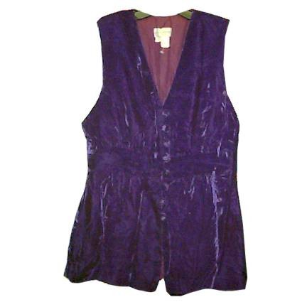 Alex Coleman Purple Velvet Curved Sleeveless Button Front Go Go Dress or Long Top Deadstock with Tag
