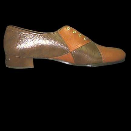 Deadstock Hi Brows "Sun Up" Brown with Overlaid Pumpkin Toe and Connected Diamond Panel Ankle Women's Shoes in box