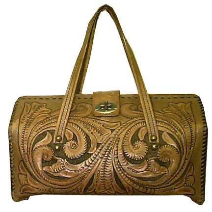 Brown with Hand Tooled to Dark Brown with Flourish Hammered Design