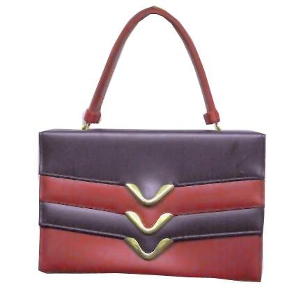 Red & Blue Purse with Gold Metal Arrow Seams
