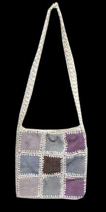 Simon Ernest Italian Color 9 Suede Squares Stitched with White Straw Woven Shoulder Bag