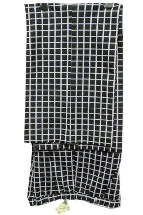 Russ Black with White Lattice Grid Stretch Slacks Deadstock