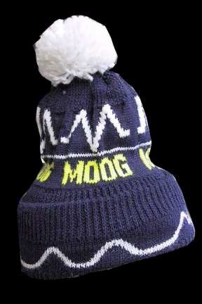 Blue Knit with White Moog with Sound Waves Winter Cap Hat