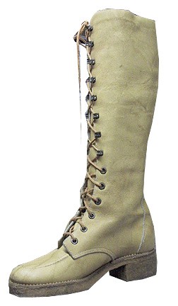 Joyce of California Natural Tan Leather with Brown Edge Lace Up with Metal Rivets Granny Boots with Sponge Soles