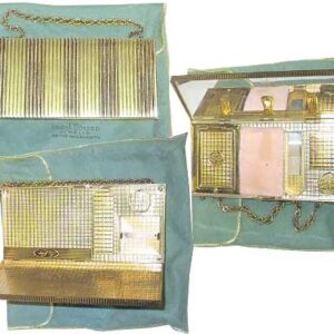 Carry All Leo Simard Jewelers Alternating Groups of Gold and Bronze Raised Rounded Bars Metal Carry All Purse