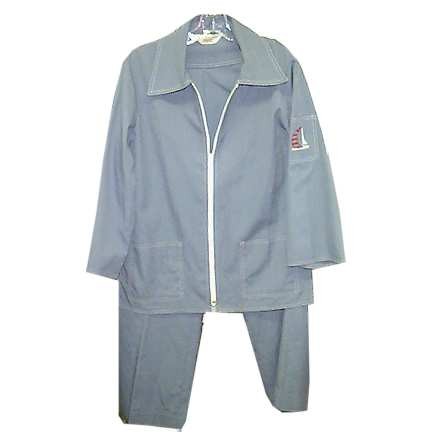 Koret of California Blue with White Piping Zipper Jacket and Matching White Stitches Waist and Seam Slacks