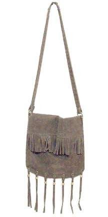 Stiff Suede with Tassels & Beads Hippy Shoulder Bag